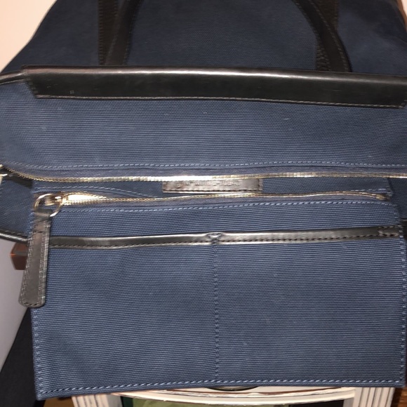 Coach large tote bag. Navy blue canvas black leather trim - Picture 8 of 8